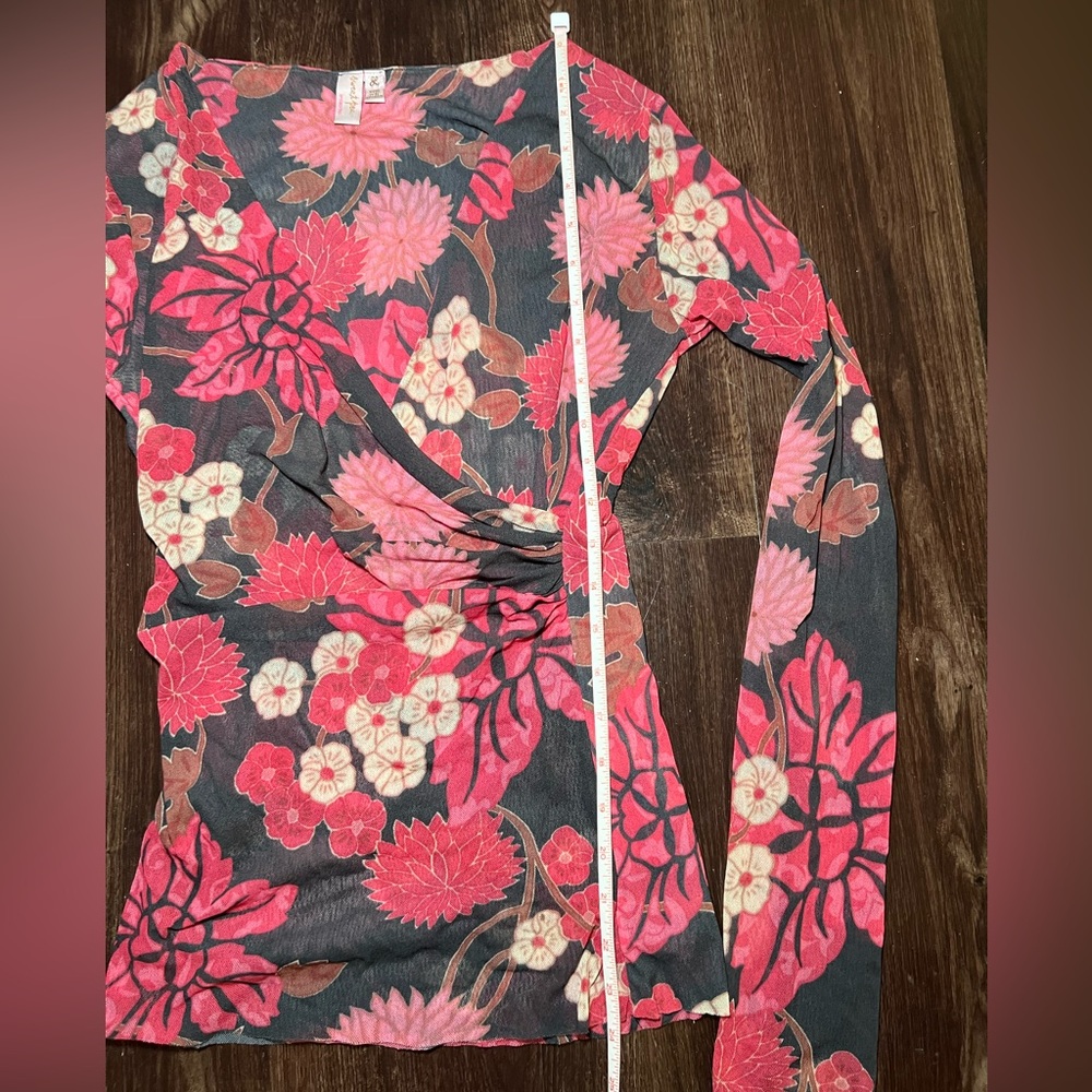Vintage Y2K Anthropologie Sweet Pea Mesh Sheer Long Sleeve Blouse Size Large - Picture 6 of 6